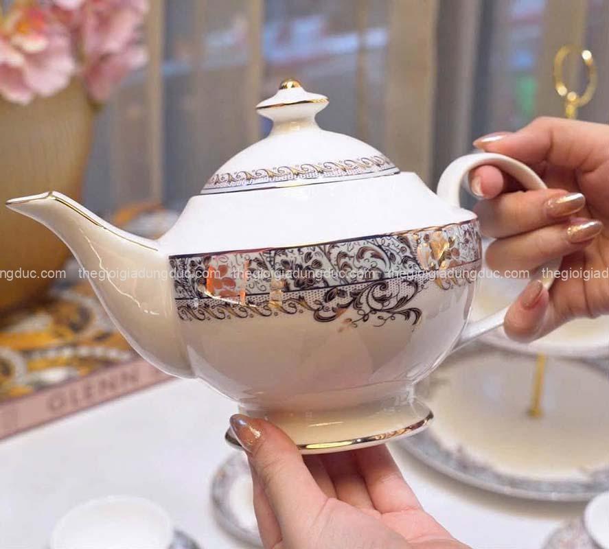 Bộ trà sứ và kệ bánh xanh ngọc Spedona