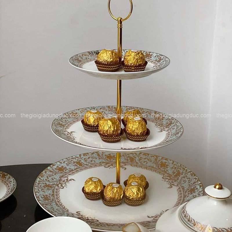 bo-tra-su-va-ke-banh-xanh-ngoc-spedona Bộ trà sứ và kệ bánh xanh ngọc Spedona