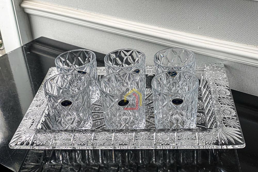 Khay chữ nhật thành cao M57 Crystal Bohemia size 41cm