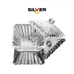 Set 4 thố kèm khay pha lê Silver (màu trắng)