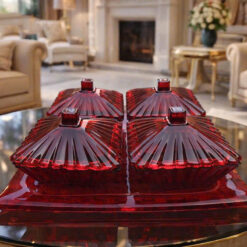 Set 4 thố kèm khay pha lê Silver