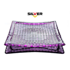 Set 4 thố kèm khay pha lê Silver (màu đỏ, tím)