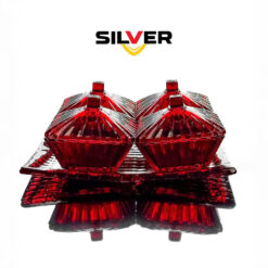 Set 4 thố kèm khay pha lê Silver (màu đỏ, tím)