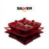 Set 4 thố kèm khay pha lê Silver (màu đỏ, tím)