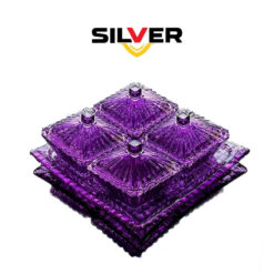 Set 4 thố kèm khay pha lê Silver (màu đỏ, tím)