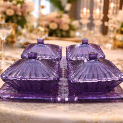 Set 4 thố kèm khay pha lê Silver