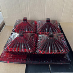 Set 4 thố kèm khay pha lê Silver