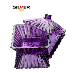 Set 4 thố kèm khay pha lê Silver (màu đỏ, tím)