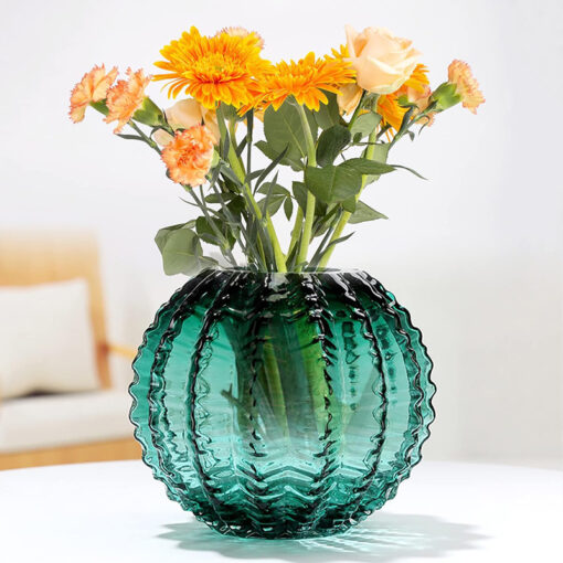 Lọ hoa thủy tinh phong cách Bắc Âu cao 16cm, rộng 18cm