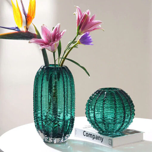Lọ hoa thủy tinh phong cách Bắc Âu cao 16cm, rộng 18cm