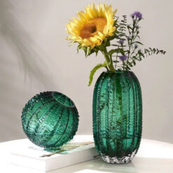 Lọ hoa thủy tinh phong cách Bắc Âu cao 16cm, rộng 18cm