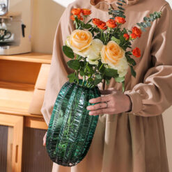 Lọ hoa thủy tinh phong cách Bắc Âu cao 28cm, rộng 15cm