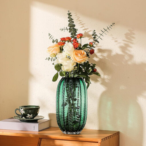 Lọ hoa thủy tinh phong cách Bắc Âu cao 28cm, rộng 15cm