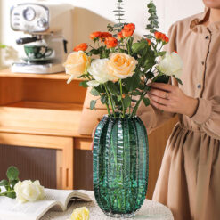 Lọ hoa thủy tinh phong cách Bắc Âu cao 28cm, rộng 15cm