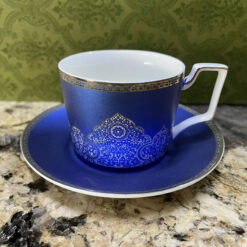 Bộ 2 tách trà chiều cao cấp UK Tempi kèm thìa vàng sang trọng (gồm 2 tách, 2 dĩa, 2 thìa)