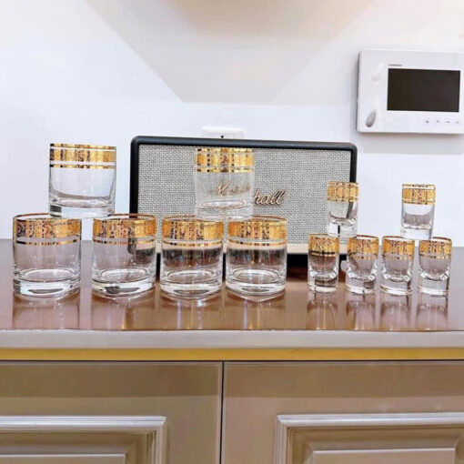 Bộ 6 cốc Pha Lê mạ vàng 24k size 300ml