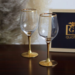 Bộ 6 Ly Rượu Vang Rona 450ml Mạ Vàng 24K