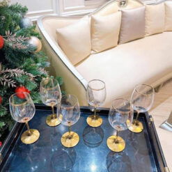 Bộ 6 Ly Rượu Vang Rona 450ml Mạ Vàng 24K