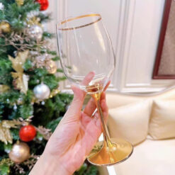 Bộ 6 Ly Rượu Vang Rona 450ml Mạ Vàng 24K