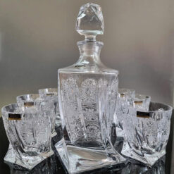 Bộ bình + 6 cốc pha lê mài Bohemia (1 bình 770ml + 6 cốc 340ml)