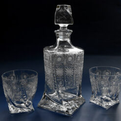 Bộ bình + 6 cốc pha lê mài Bohemia (1 bình 770ml + 6 cốc 340ml)