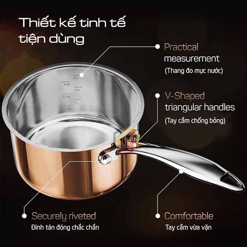 Bộ nồi chảo cao cấp 6 món vàng đồng CIWETE