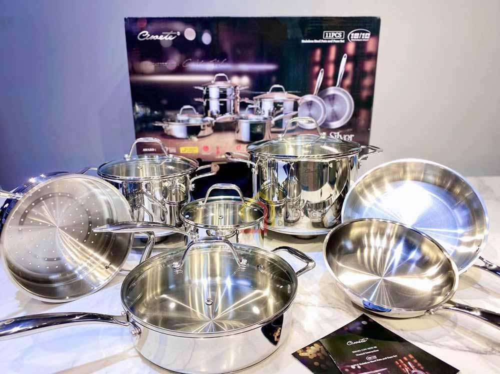 Bộ nồi chảo inox CIWETE cao cấp - set 7 món đa năng