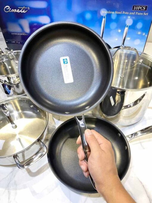 Bộ nồi inox cao cấp Ciwete 7 món (2 chảo chống dính)