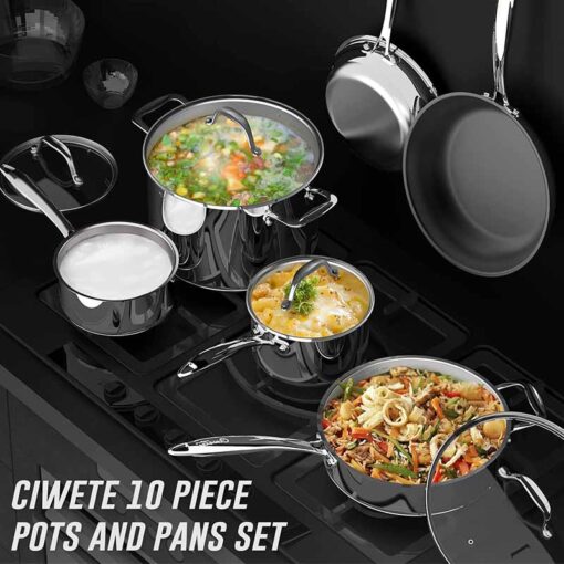 Bộ nồi inox cao cấp CIWETE - Set 6 món đa năng