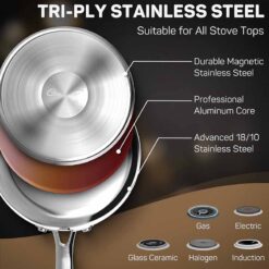 Quánh inox cao cấp CIWETE - Saucepan with lid 16cm 2L