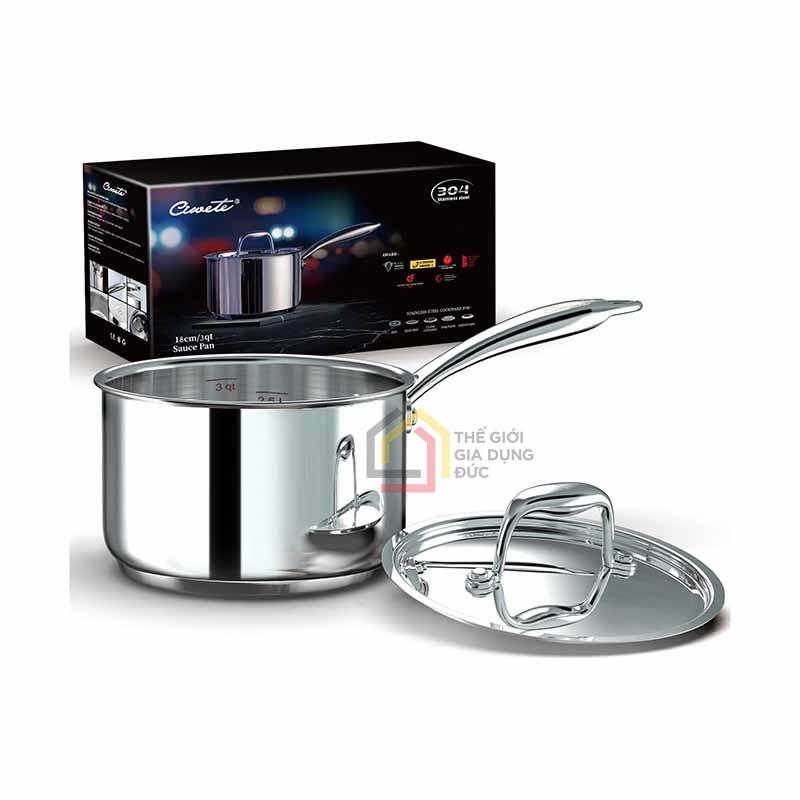 quanh-inox-cao-cap-ciwete-saucepan-with-lid-18cm-2-84l Quánh inox cao cấp CIWETE - Saucepan with lid 18cm 2.84L