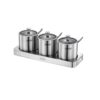 Set 3 hũ đựng gia vị inox 304 CCKO nắp thủy tinh kèm khay