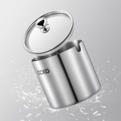 Set 3 hũ đựng gia vị inox 304 CCKO nắp thủy tinh kèm khay