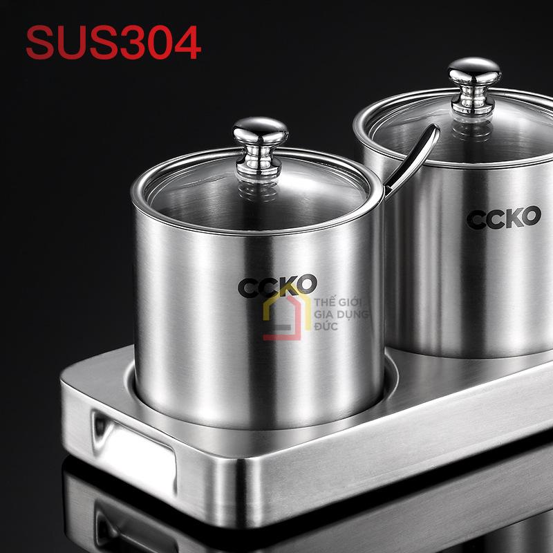 set-4-hu-dung-gia-vi-inox-304-ccko-nap-thuy-tinh-kem-khay1 Set 4 hũ đựng gia vị inox 304 CCKO nắp thủy tinh kèm khay