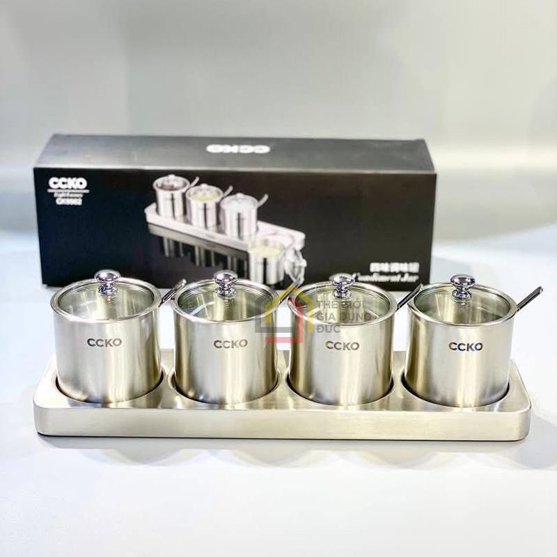 set-4-hu-dung-gia-vi-inox-304-ccko-nap-thuy-tinh-kem-khay13 Set 4 hũ đựng gia vị inox 304 CCKO nắp thủy tinh kèm khay