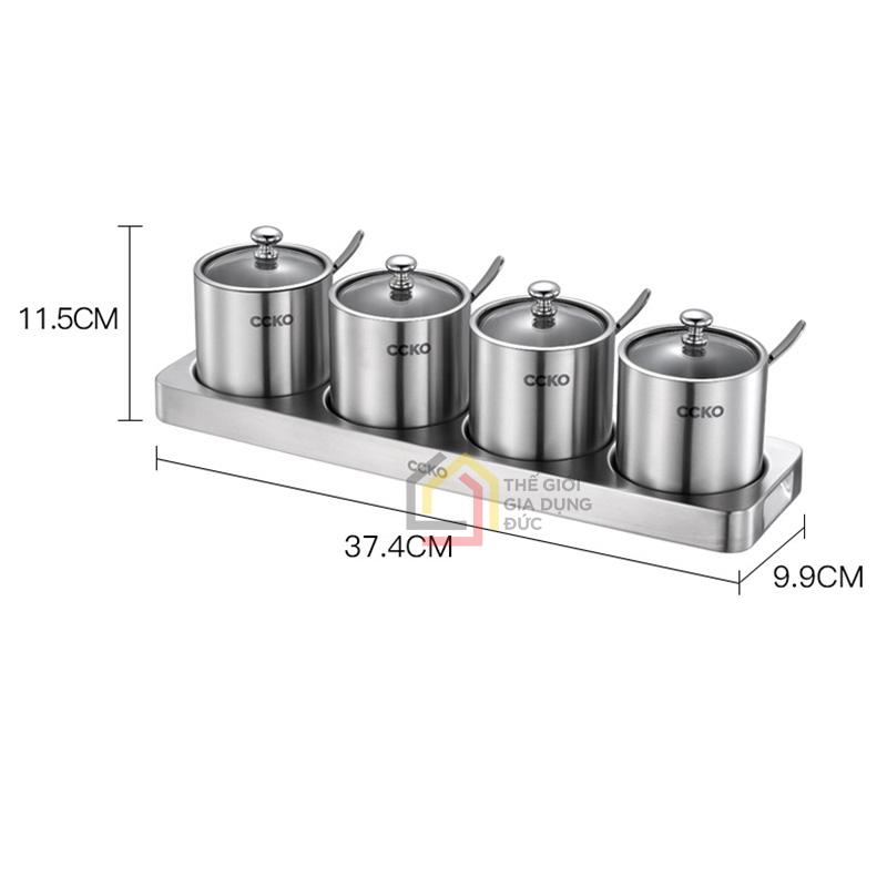 set-4-hu-dung-gia-vi-inox-304-ccko-nap-thuy-tinh-kem-khay7 Set 4 hũ đựng gia vị inox 304 CCKO nắp thủy tinh kèm khay