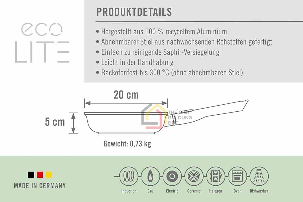 Chảo rán Woll Eco Lite Fry Pan 20cm