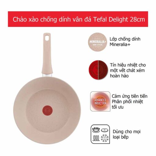 Chảo xào chống dính vân đá Tefal Delight 28cm