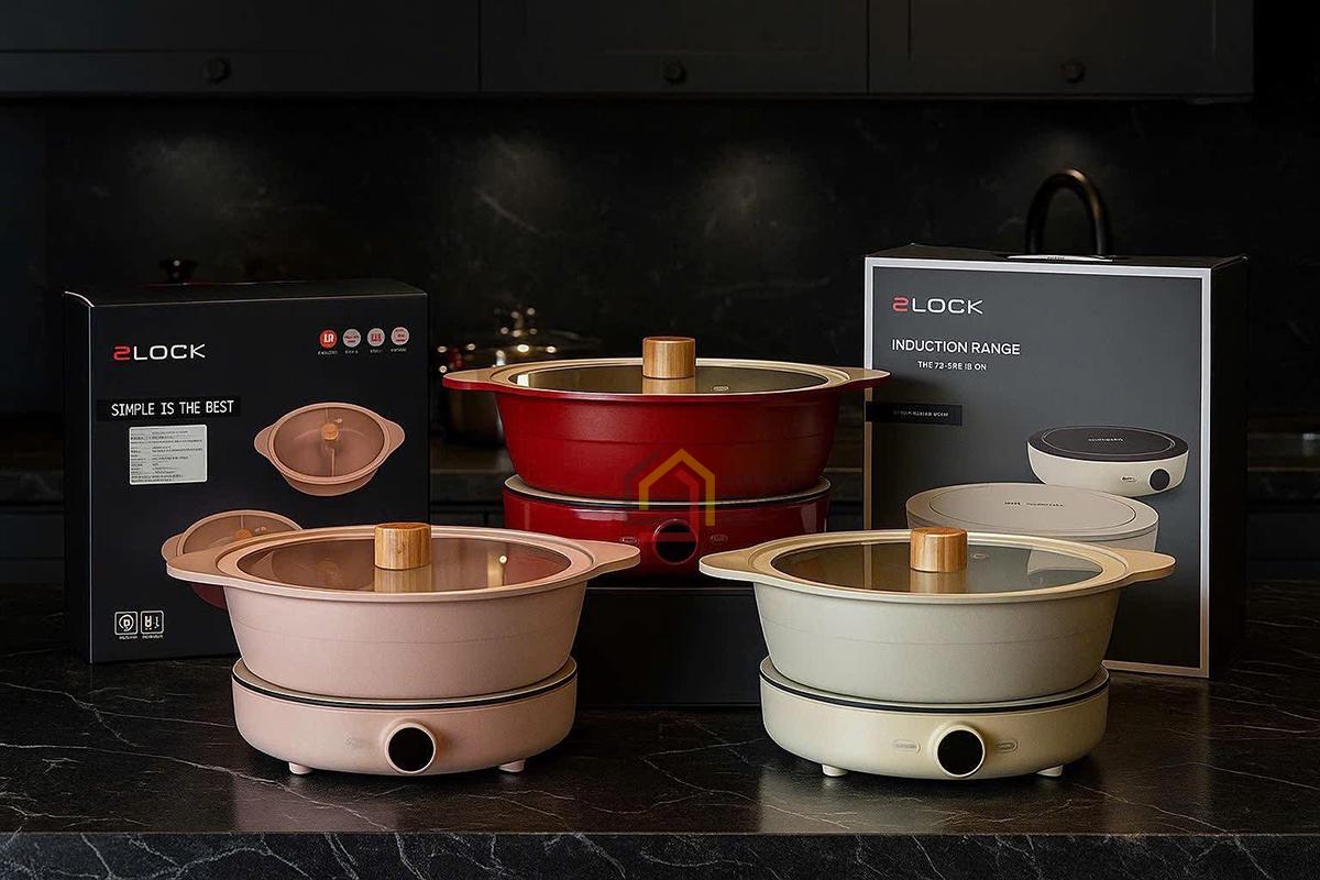 Combo bếp từ + Nồi lẩu 2 ngăn 2LOCK Korea 2025