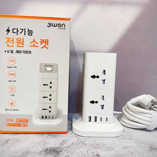 Ổ cắm điện đa năng JIWON JWD-T0619 (8 ổ cắm, 2 Type-C, 2 USB, Dây 3m)