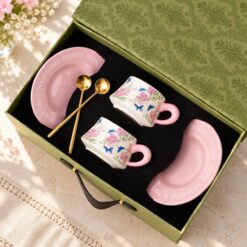 Set tách trà chiều cao cấp UK (sét 2 tách + 2 đĩa + 2 thìa)