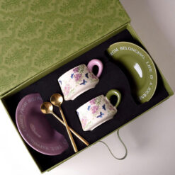 Set tách trà chiều cao cấp UK (sét 2 tách + 2 đĩa + 2 thìa)