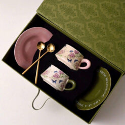 Set tách trà chiều cao cấp UK (sét 2 tách + 2 đĩa + 2 thìa)