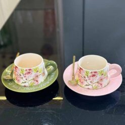 Set tách trà chiều cao cấp UK (sét 2 tách + 2 đĩa + 2 thìa)