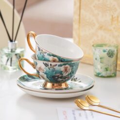 Bộ ấm chén sứ cao cấp hoa văn chim - hoa nghệ thuật