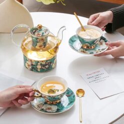 Bộ ấm chén sứ cao cấp hoa văn chim - hoa nghệ thuật