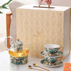 Bộ ấm chén sứ cao cấp hoa văn chim - hoa nghệ thuật