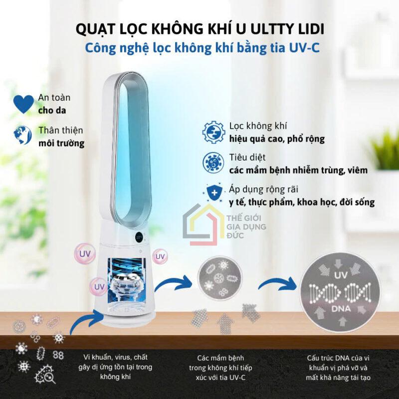 Quạt không cánh khử khuẩn U Ultty LIDI (tặng kèm quạt mini LIDI PETIT)