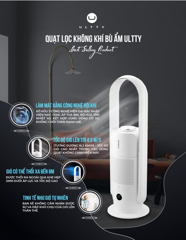 Quạt lọc không khí kiêm bù ẩm ULTTY CR022