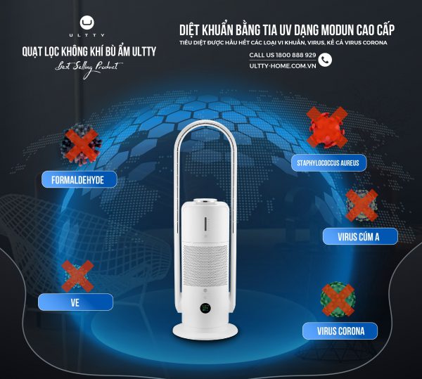 Quạt lọc không khí kiêm bù ẩm ULTTY CR022